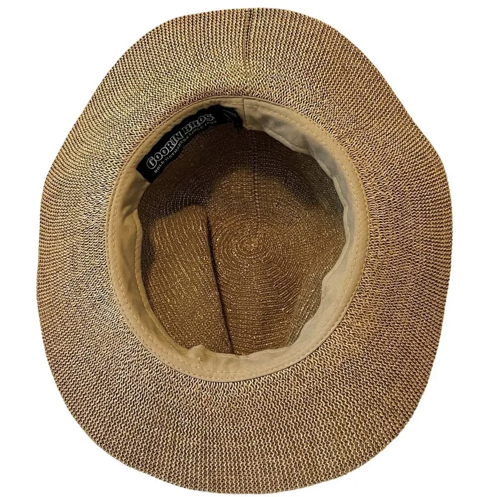Goorin Bros Straw Sun Hat Tan Camel Wide Brim Rancher Fedora One Size